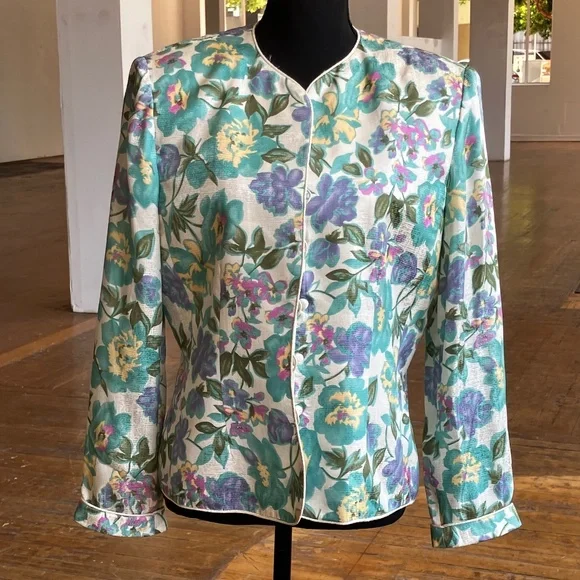 Vintage floral silk jacket - Picture 1 of 8